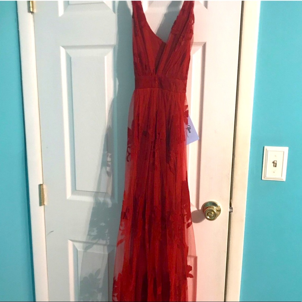 Deep V Double side slit dress, worn for few hours